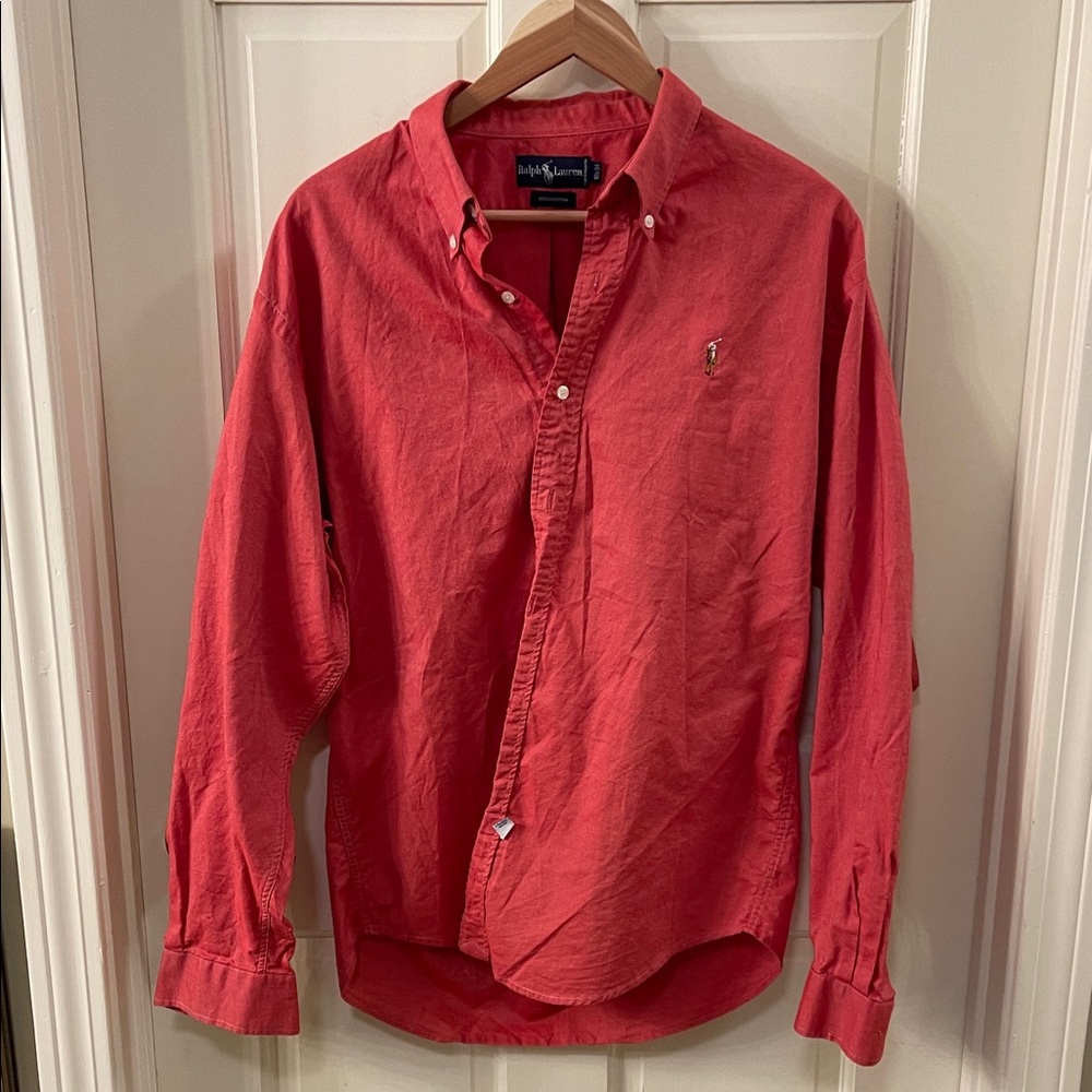 Ralph Lauren Coral-Red Long Sleeve Button-Down Shirt
